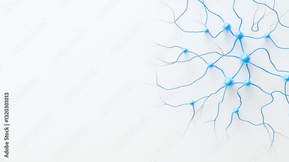 Obraz premium A detailed representation of neurons showcasing blue branched structures against a white background, illustrating the complexity of human neural connections.