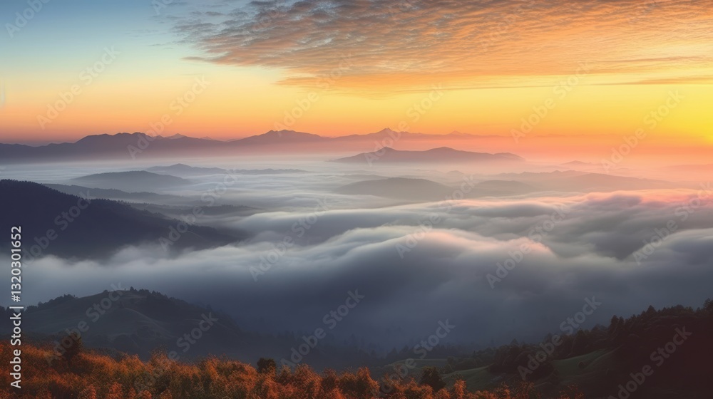 Breathtaking Sunrise Over Hills and Clouds in Thailand Breathtaking Sunrise Over Hills and Clouds in Thailand