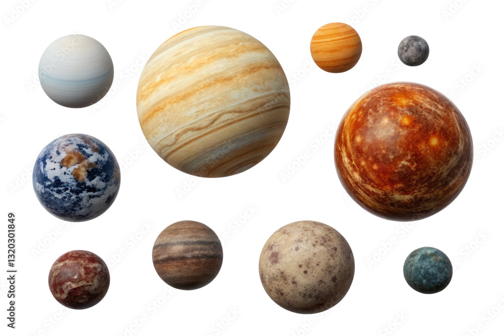 Collection of planets in outer space isolated with transparent background Collection of planets in outer space isolated with transparent background