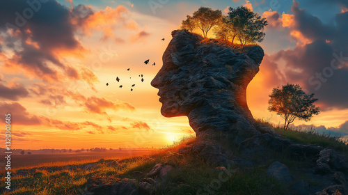 Silhouette of a Man at Sunset