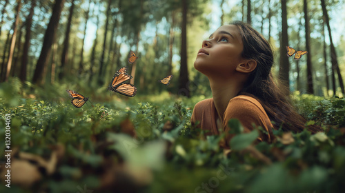 young woman in the forest