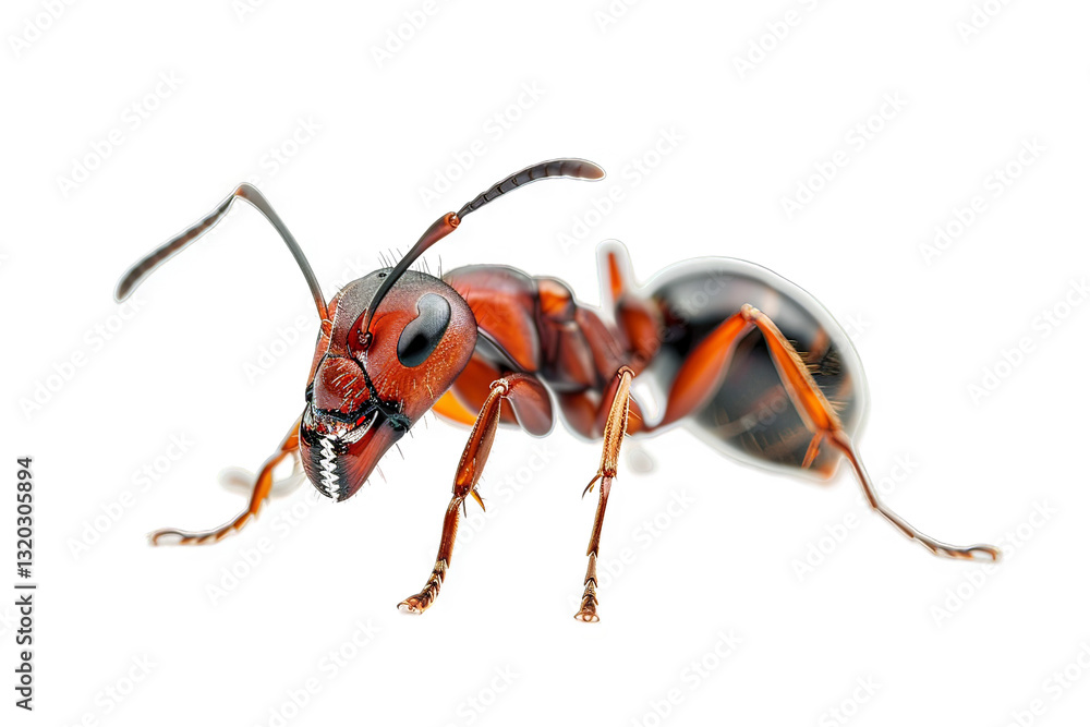 Naklejka premium Magnificent Red Ant: A Close-Up Look at Nature's Tiny Marvel