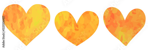 オレンジ色のハートのイラストセット ベクター素材