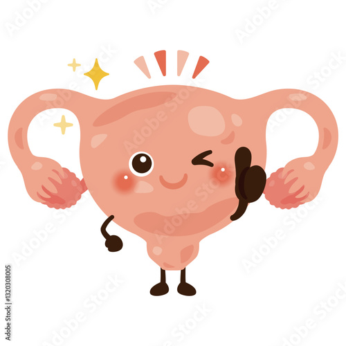 グッドサインを出す子宮のキャラクターイラスト
