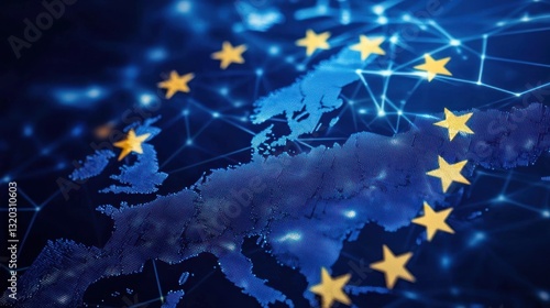 EU map with interconnected nodes and stars.