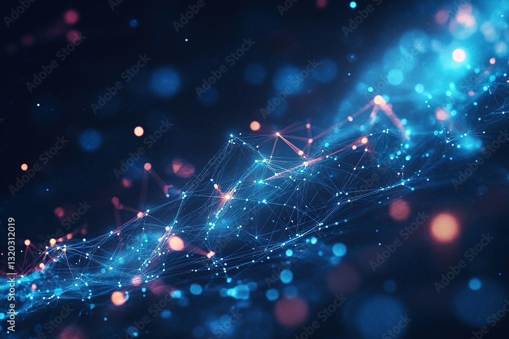 Network connection with nodes and lines symbolizing data transmission and technology Network connection with nodes and lines symbolizing data transmission and technology