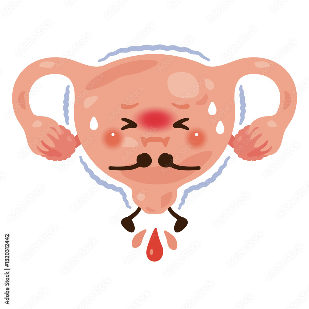 Fototapeta premium 出血を起こす子宮のキャラクターイラスト