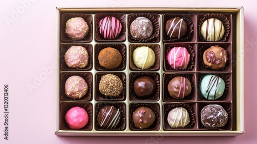 Delicious chocolate truffles gourmet box dessert photography soft light close-up sweet treats