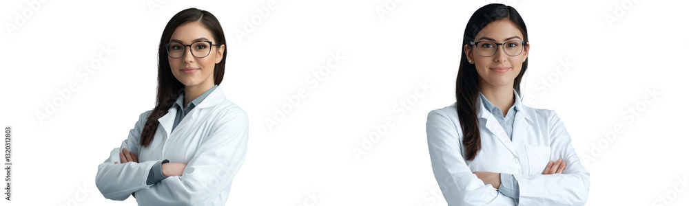 women doctors in lab coats on transparent background women doctors in lab coats on transparent background