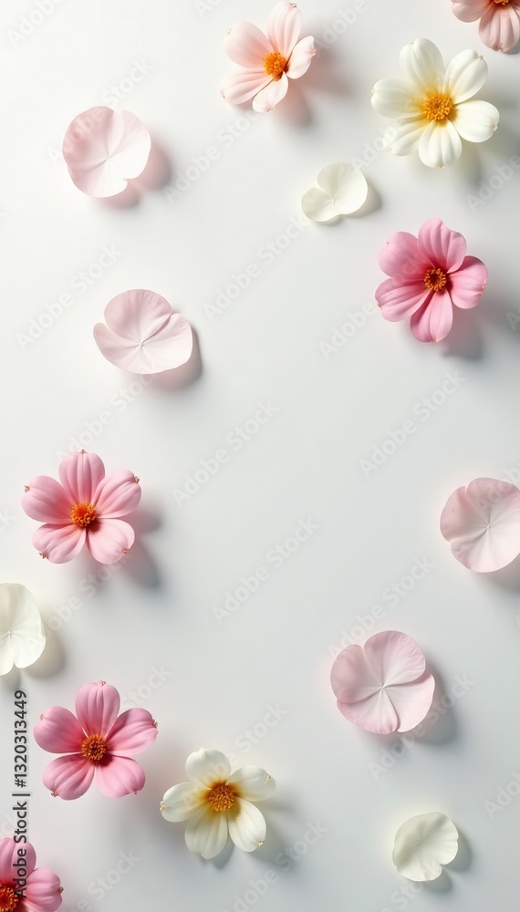 custom made wallpaper toronto digitalWhite flower petals floating on a dreamy white backdrop, purity, serene, tranquil