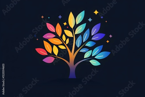 Rainbow Tree Growth Concept