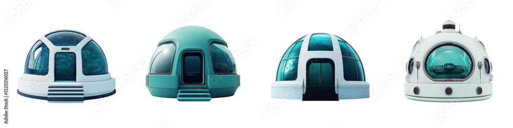 Fototapeta premium Futuristic robotic dome shaped habitat concept for outer space and discovery