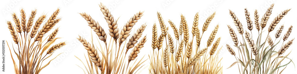 Closeup of ripe golden wheat or cereal crops growing in farm field under blue sky Concept of healthy natural and organic agriculture harvest season rural countryside landscape Closeup of ripe golden wheat or cereal crops growing in farm field under blue sky Concept of healthy natural and organic agriculture harvest season rural countryside landscape