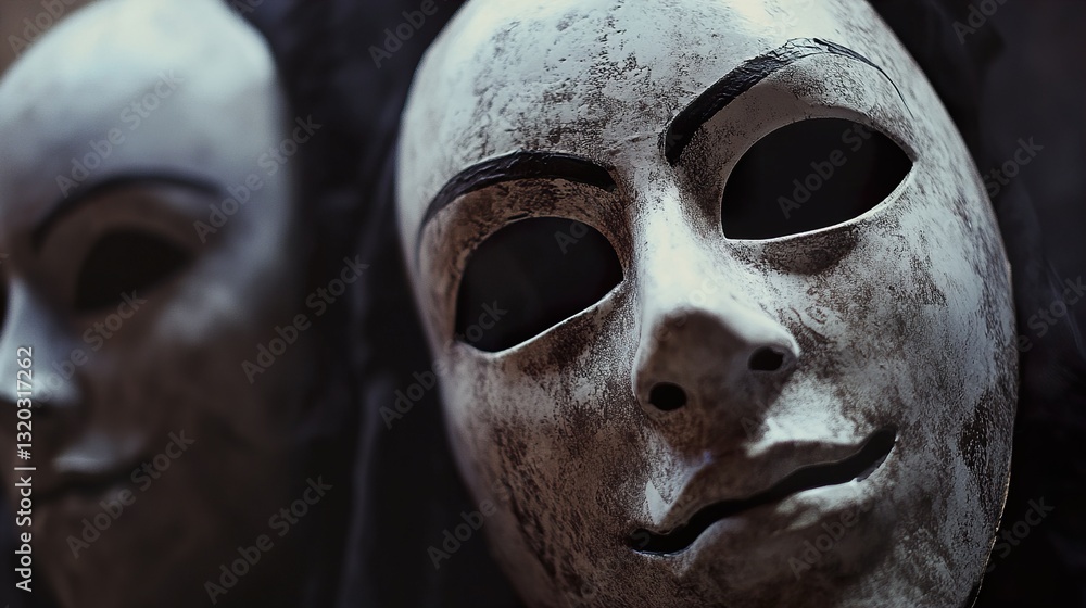 Mysterious Masks: A Dark and Creepy Close-Up Mysterious Masks: A Dark and Creepy Close-Up