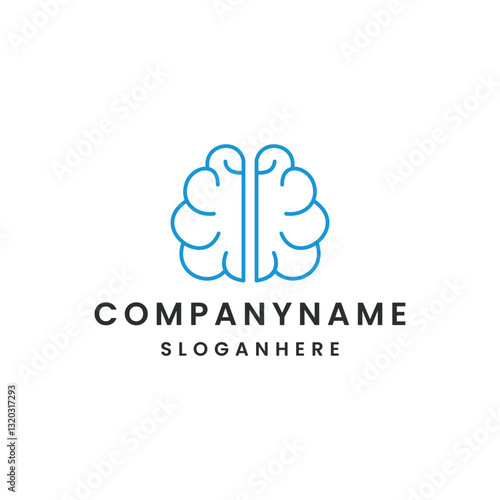 Brain line logo template design vector