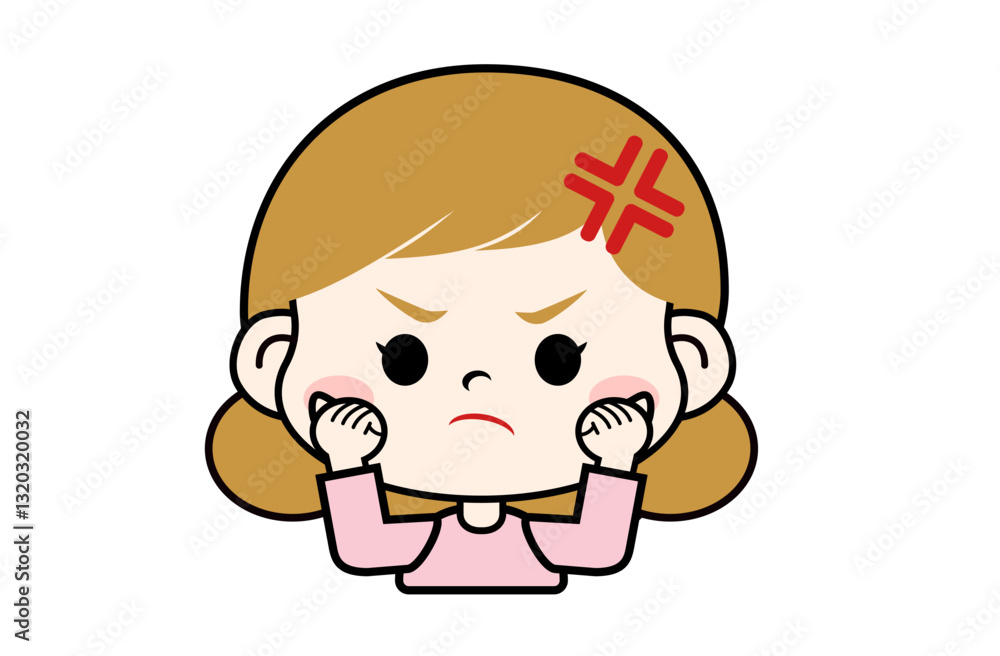 怒りを表す表情の女の子 怒りを表す表情の女の子
