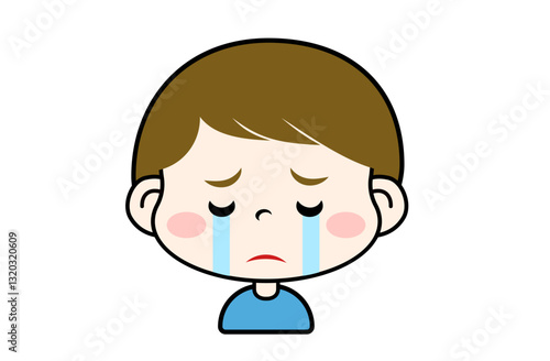 滝涙の表情の男の子