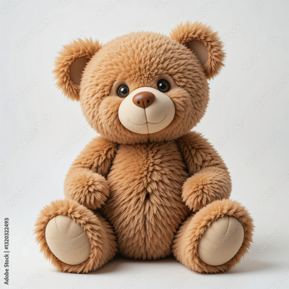 Fototapeta premium Cute Fluffy Teddy Bear Sitting Lovingly Isolated on a White Background