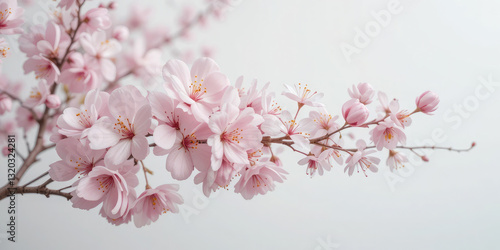 Wallpaper Mural Pink Cherry Blossom in Spring Isolated On White Background. Torontodigital.ca