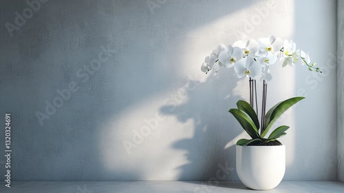 Wallpaper Mural Elegant White Orchid Blossom in a Modern Minimalist Interior Space Torontodigital.ca