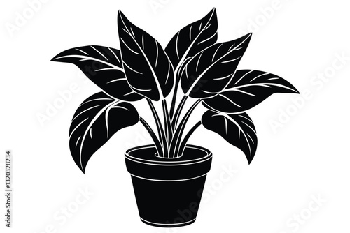 Houseplant monstera deliciosa in a pot. plant vector silhouette isolated on white background