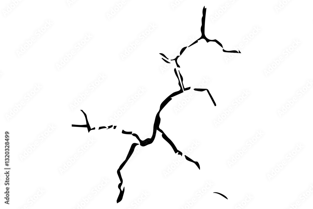 Surface crack and fissure in ground, concrete, crevices from disaster top view. Breaks on land surface from earthquake isolated background. dry land crack texture for overlay. vector illustration Surface crack and fissure in ground, concrete, crevices from disaster top view. Breaks on land surface from earthquake isolated background. dry land crack texture for overlay. vector illustration