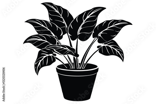 Houseplant monstera deliciosa in a pot. plant vector silhouette isolated on white background