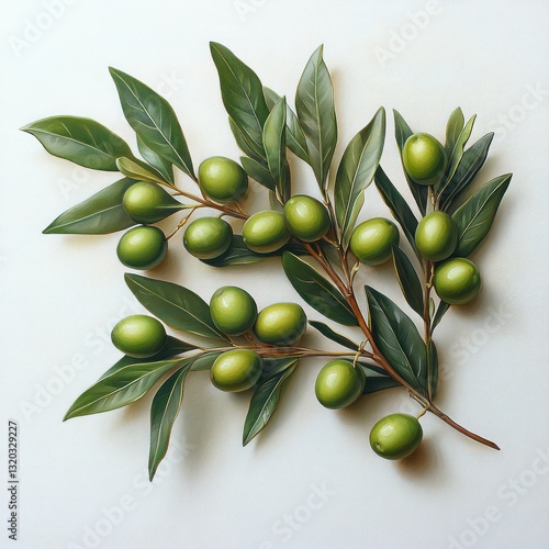 Wallpaper Mural Green Olives on Olive Branch with Leaves Isolated on White Background Torontodigital.ca