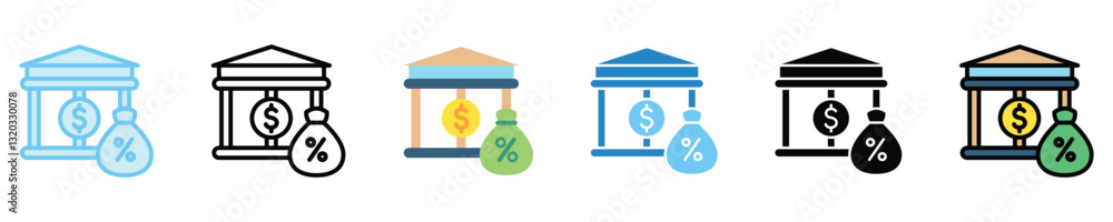 Bank Loan multi style icon set, mini illustration. use for modern concept, print, UI, UX kit, web and app development. Vector EPS 10, related to money investment, finance, economy, business. Bank Loan multi style icon set, mini illustration. use for modern concept, print, UI, UX kit, web and app development. Vector EPS 10, related to money investment, finance, economy, business.
