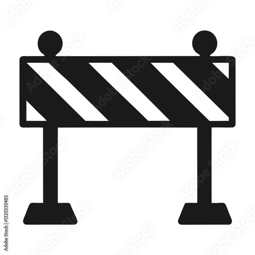A 3D road closed icon signals danger and stop with a simple vector barrier