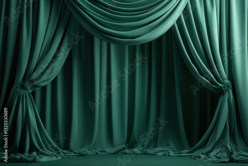 Wallpaper Mural Dark teal velvet curtains create a dramatic backdrop. Ideal for showcasing products, adding elegance to designs, or creating a moody atmosphere. Torontodigital.ca