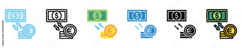 Exchange Rate multi style icon set, mini illustration. use for modern concept, print, UI, UX kit, web and app development. Vector EPS 10, related to money investment, finance, economy, business. Exchange Rate multi style icon set, mini illustration. use for modern concept, print, UI, UX kit, web and app development. Vector EPS 10, related to money investment, finance, economy, business.