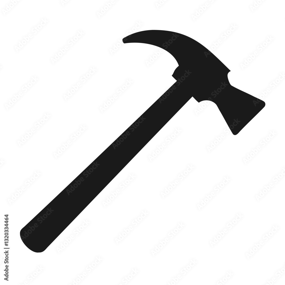 Old hammer and nails isolated on white background with black handle and steel claw tool for carpentry and repair work Old hammer and nails isolated on white background with black handle and steel claw tool for carpentry and repair work