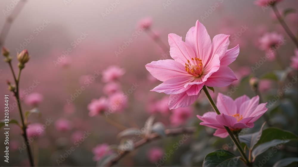 A pink flower with multiple layers of petals. A pink flower with multiple layers of petals.