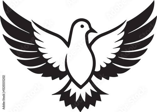Powerful, Stylized Dove in Flight, Perfect for Spiritual or Inspirational Design