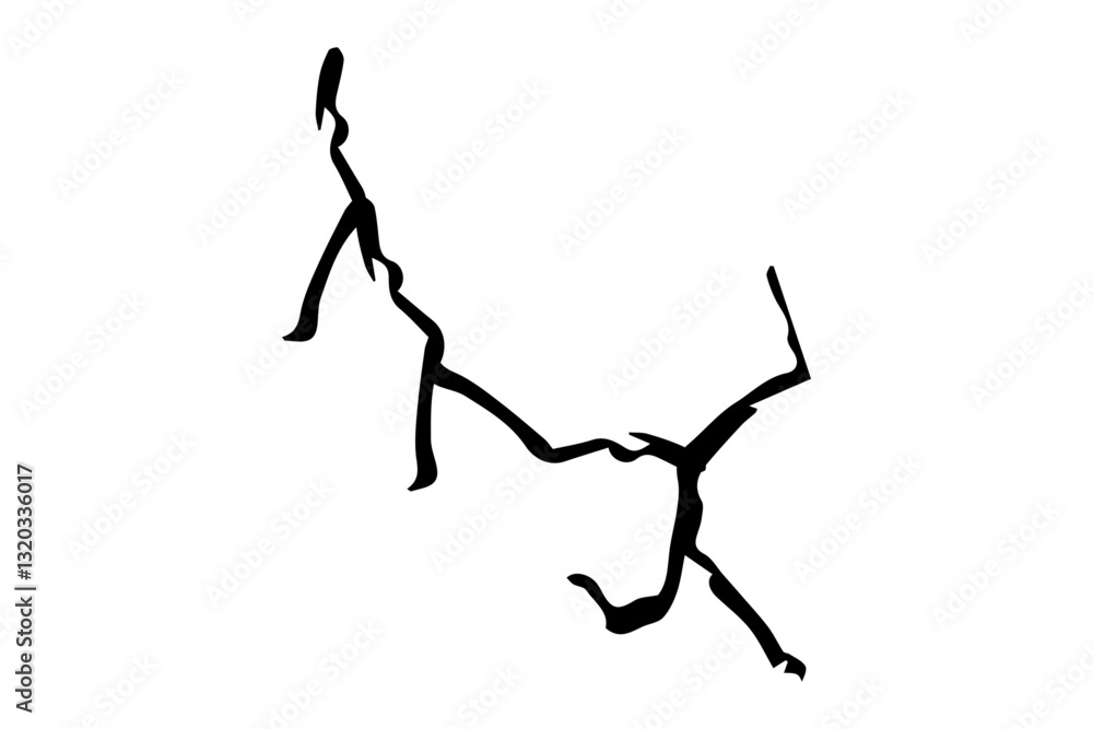 Cracks and scratches. Black cracked branched lines on white surface. Broken damaged wall, fissures and holes in ground or concrete. Vector dry land crack texture for overlay. earthquake Cracks and scratches. Black cracked branched lines on white surface. Broken damaged wall, fissures and holes in ground or concrete. Vector dry land crack texture for overlay. earthquake