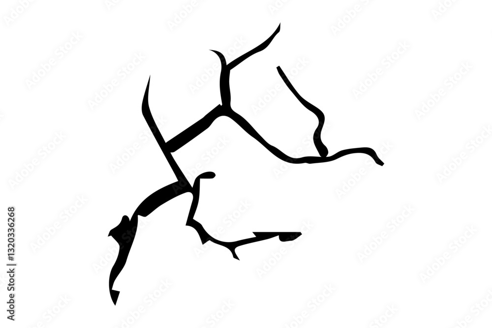 Cracks and scratches. Black cracked branched lines on white surface. Broken damaged wall, fissures and holes in ground or concrete. Vector dry land crack texture for overlay. earthquake Cracks and scratches. Black cracked branched lines on white surface. Broken damaged wall, fissures and holes in ground or concrete. Vector dry land crack texture for overlay. earthquake