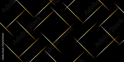 Abstract golden particles stoke line on dark black background.  vector illustration of geometric background for presentation design with realistic line wave geometric shape background.