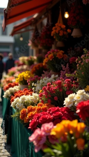 Wallpaper Mural Colorful flowers and plants displayed at outdoor market stall, flora, market stall, plants Torontodigital.ca