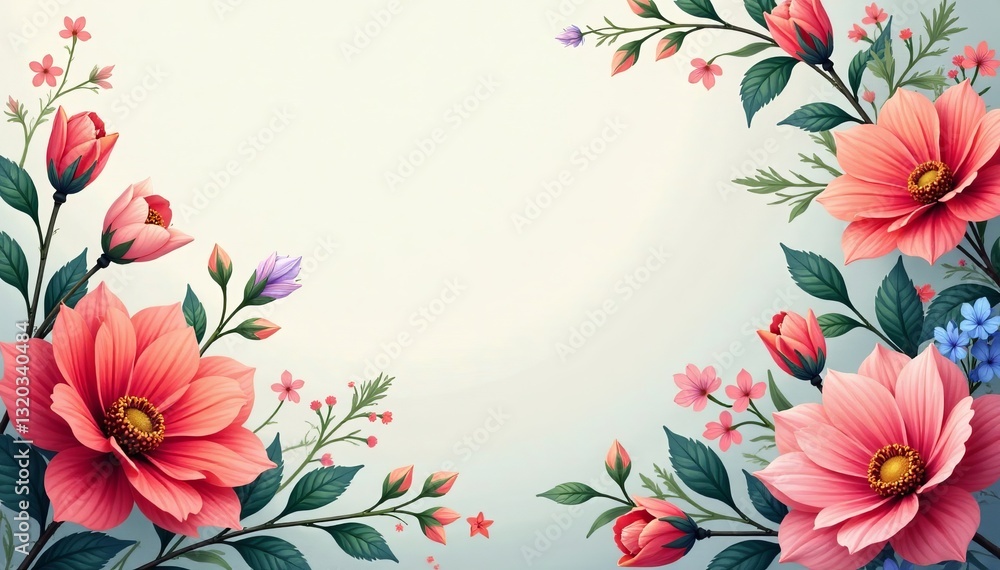 Obraz premium Colorful floral design on stationery background, Flowers, cheerful, stationery