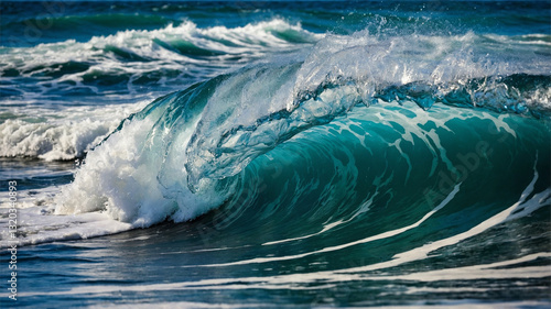 Wallpaper Mural Powerful Ocean Wave Cresting Along the Beach Shoreline in Vibrant Blue Colors Torontodigital.ca