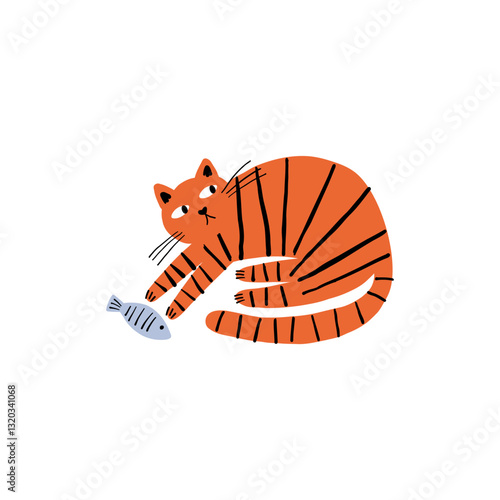 Cute funny cats in different comic poses. Adorable feline animals, clumsy funny kittens sleeping, lying, playing in funny poses. Flat vector illustration on white background