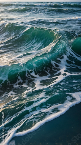 Wallpaper Mural Powerful Ocean Wave Cresting Along the Beach Shoreline in Vibrant Blue Colors Torontodigital.ca