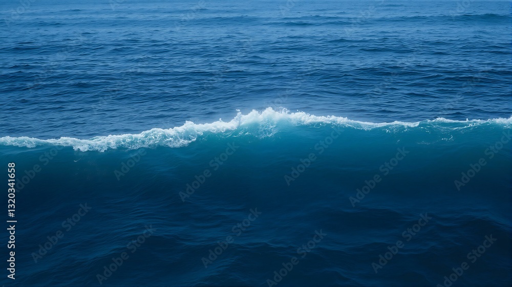 A wave is cresting in blue waters. A wave is cresting in blue waters.