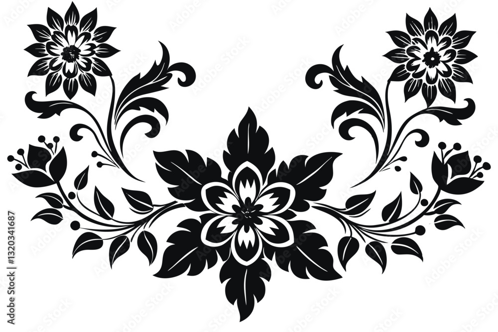 Floral Ornament vector silhouette Floral Ornament vector silhouette