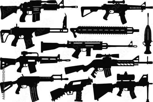 Firearms Silhouette Vector on white background