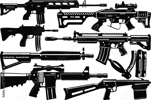 Military Weapons Silhouette Vector