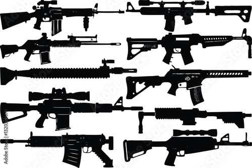 Military Weapons Silhouette Vector