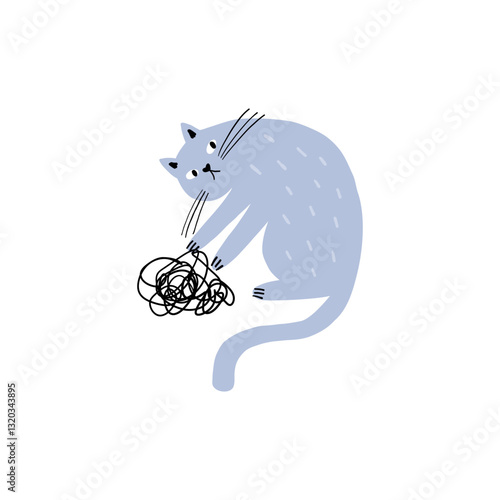 Cute funny cats in different comic poses. Adorable feline animals, clumsy funny kittens sleeping, lying, playing in funny poses. Flat vector illustration on white background