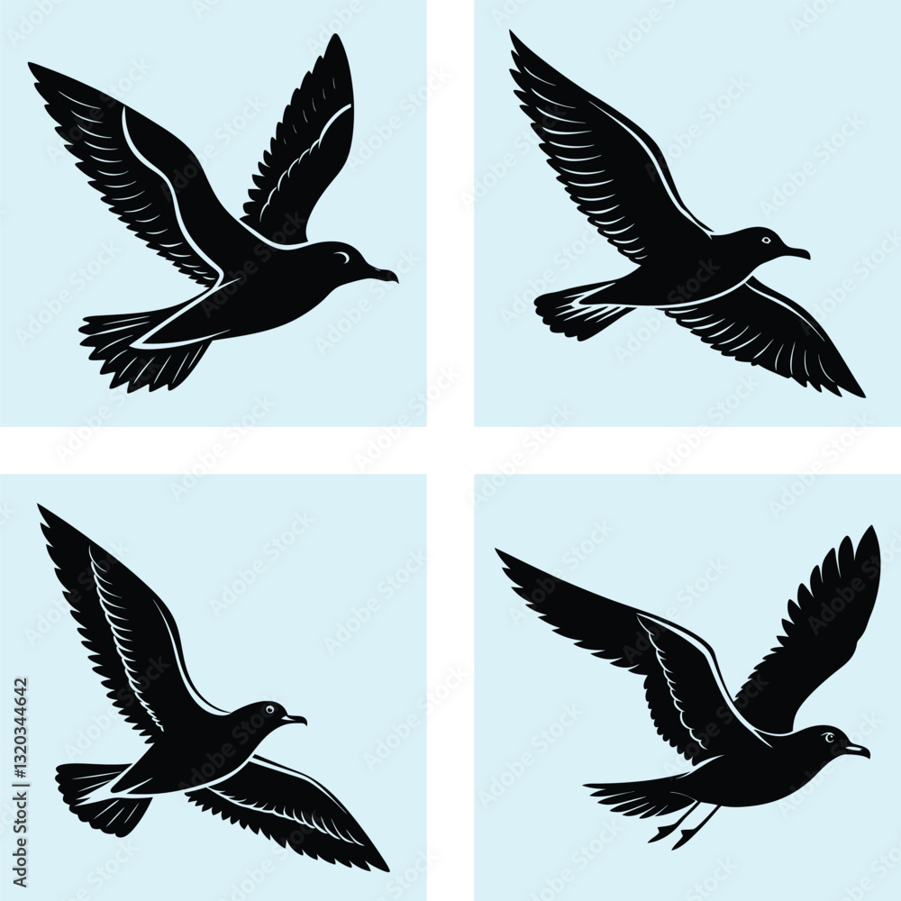 Fototapeta premium Flying Seagull Silhouette vector illustration